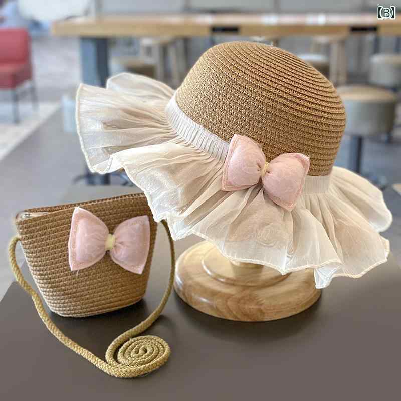 子供用 麦わら 帽子 夏の 女の子用 サンハット 夏 つば 広の 赤ちゃん用 プリンセ...