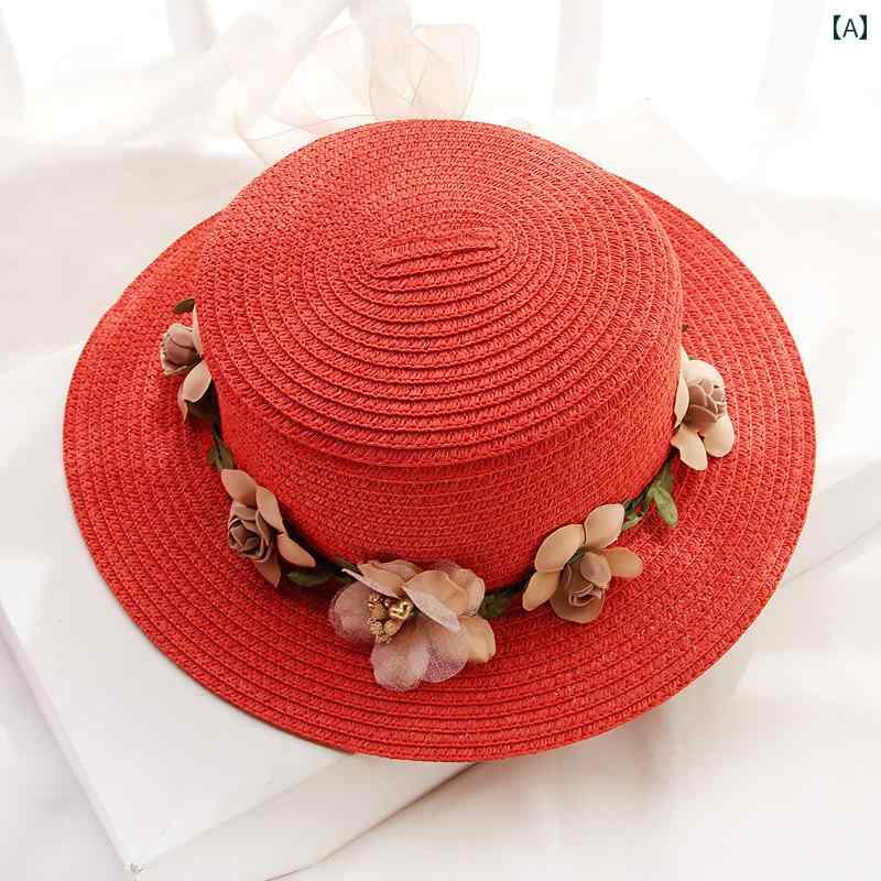 子供用 麦わら 帽子 サンハット レディース サマー ハット 韓国 ガーランド ビーチ アウトドア フラッ..