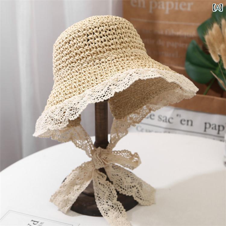 子供用 麦わら 帽子 子供用 ベビー 麦わら 帽子 親子 子供 春秋 日焼け防止 レース 韓国 夏 休み ビー..