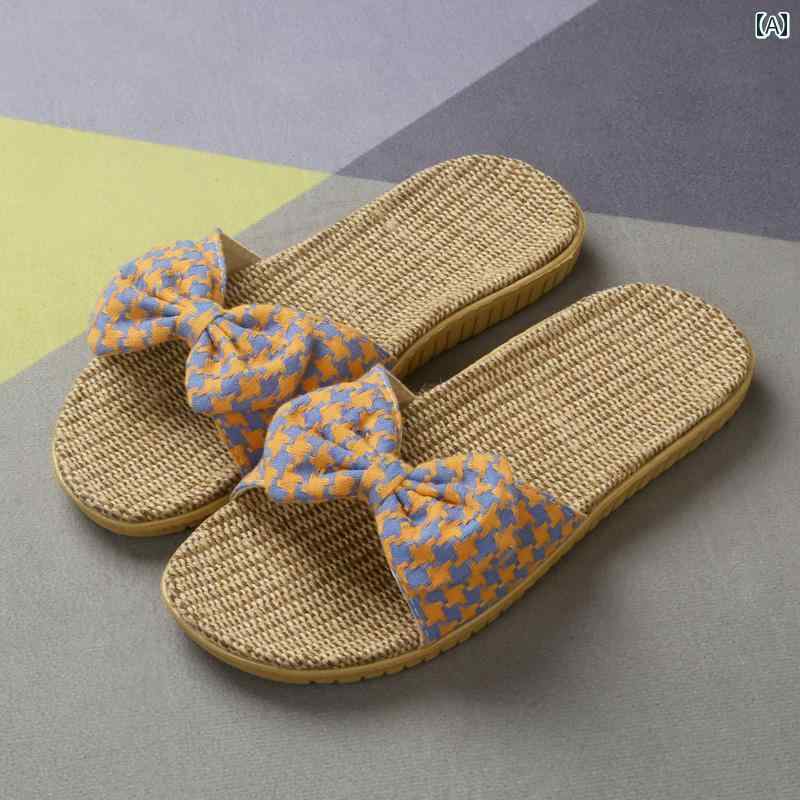 ゆったり ルームスリッパ 3人 家族用の リネン スリッパ カップル 子供 親の ホーム 寝室の フロー リ..