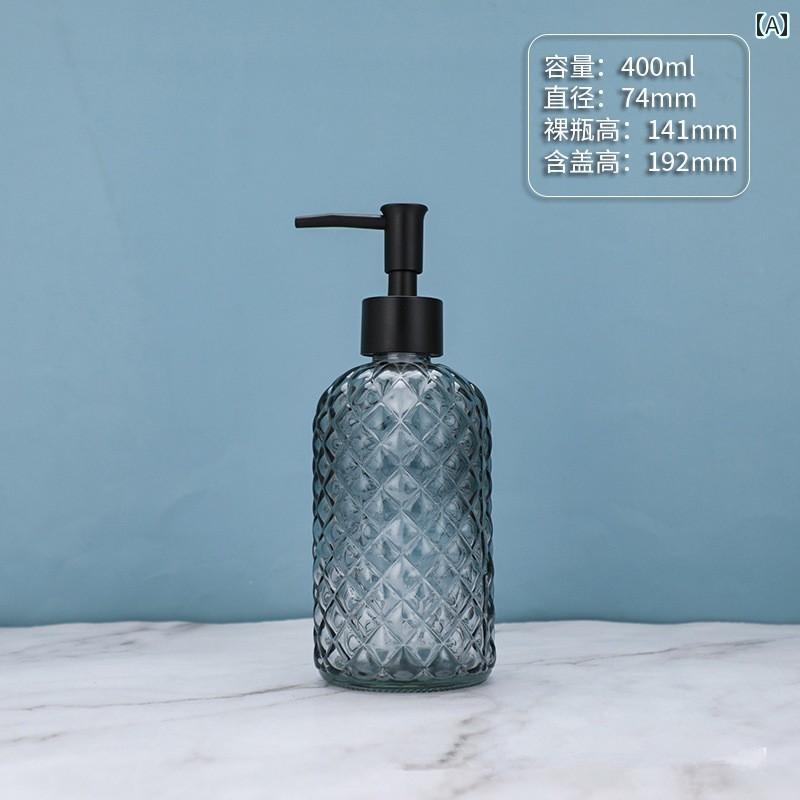 インテリア 収納 ボトル プレス ハンドソープ ボトル 小さい ラインストーン ガラス 石鹸 液体 サブ バ..
