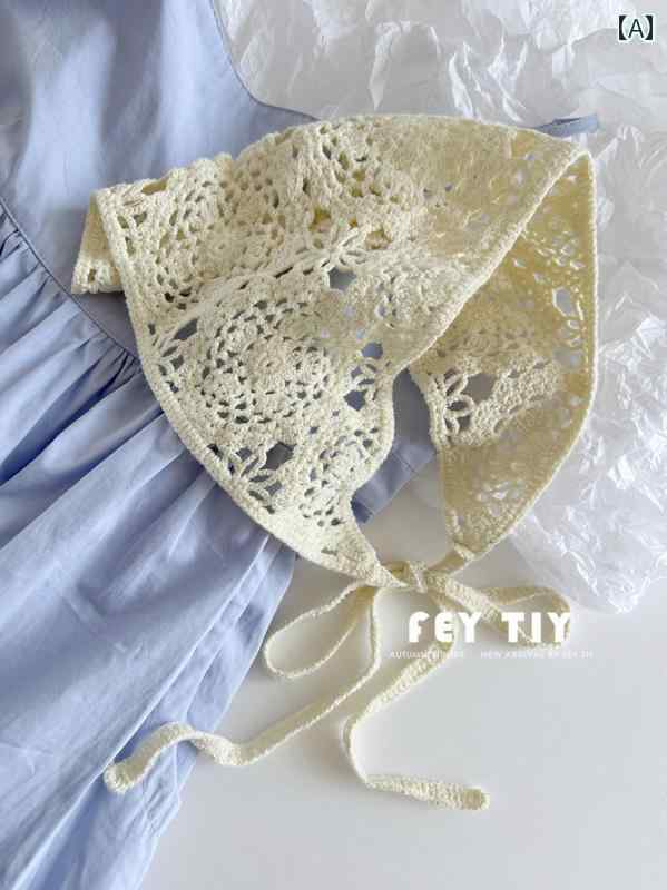 スカーフ カジュアル おしゃれ フランスの レトロ 手 刺繍の 無地の 三角形の スカーフ 凹型 ヘッド 夏の 小さい 韓国