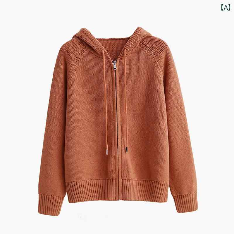カジュアル ニットパーカー レディース 丈夫な の シングル 強度 暗号化 織り 100 % コットン フード付..