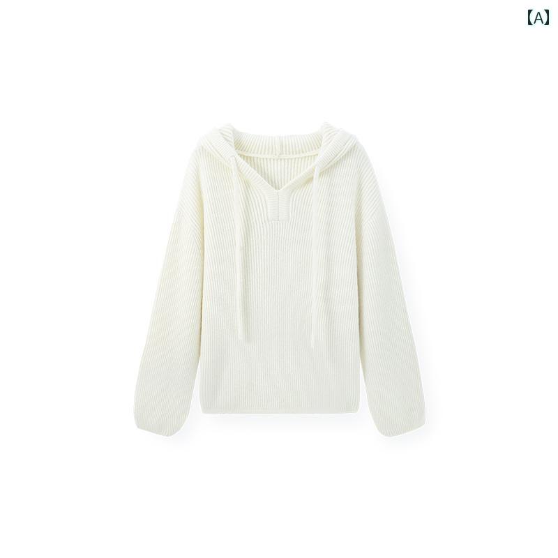 カジュアル ニットパーカー レディース 小粒 ニット セーター レディース 2024 秋冬 スタイル カジュア..