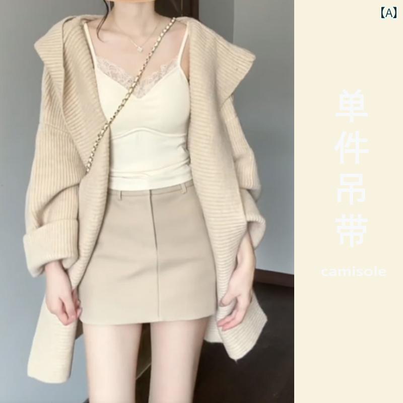 カジュアル ニットパーカー レディース アプリコット フード付き セーター カーディガン コート レディ..