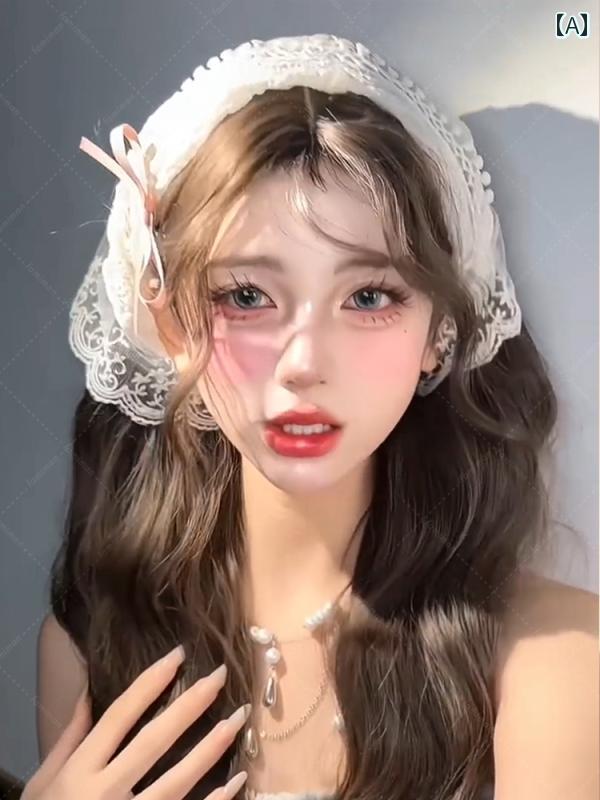 スカーフ カジュアル おしゃれ 女性用 フレンチレース スカーフ 田園 風 2024年 三角形の 海辺の ヘア バンド 夏の ヘッド ドレス