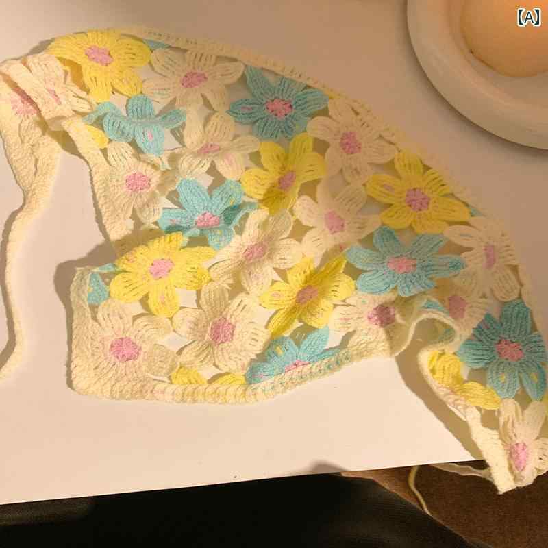 スカーフ カジュアル おしゃれ ミント マンボ スタイル ~ 女性用 ニット 花柄 三角 ヘッド スカーフ 牧..