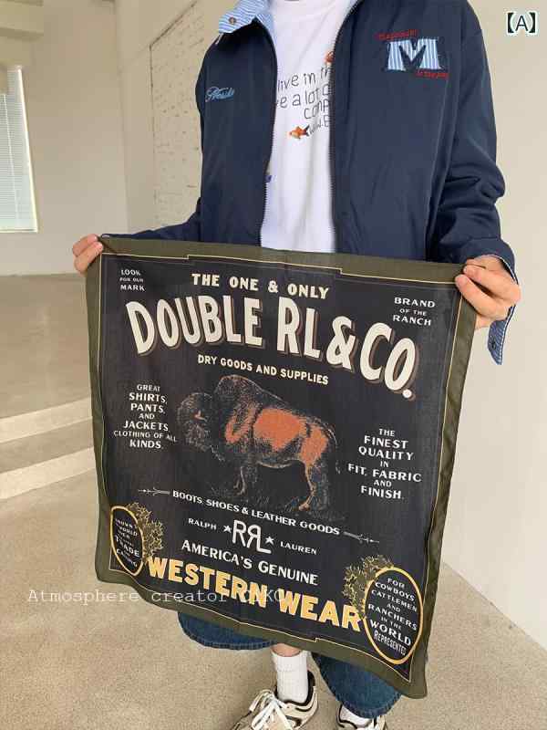 スカーフ カジュアル おしゃれ CiKC アメリカン レトロ クール Y2K ヘッド スカーフ スクエア 男女兼用 夏 音楽 フェスティバル 多機能