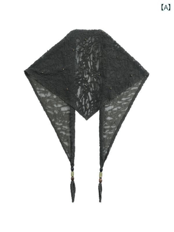 スカーフ カジュアル おしゃれ INTERRIS ネイル ウッドビーズ トライアングル スカーフ 植物 テクスチ..