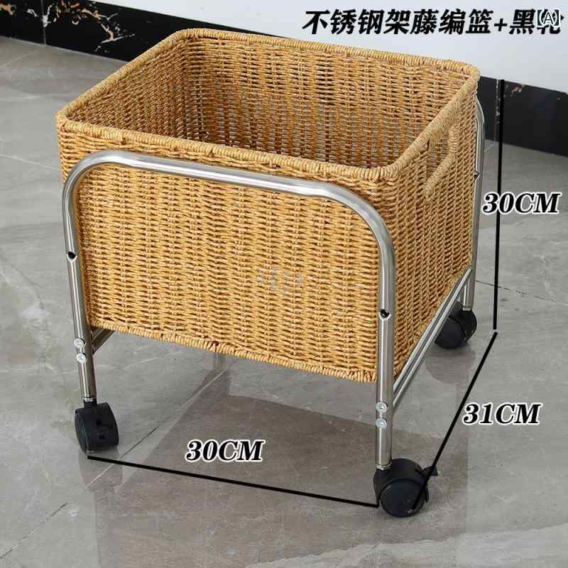 収納 バスケット ステンレス スチール ラック シェルフ テキスタイル バスケット 収納 カート トロリー スナック カートホイール 付き レトロ イン(4)