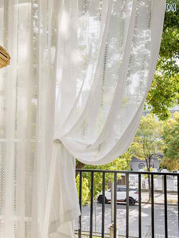 カーテン インテリア 和風の 白い 紗 織り レース カーテン 白の 窓用 ジャカードカーテン シンプル 半..