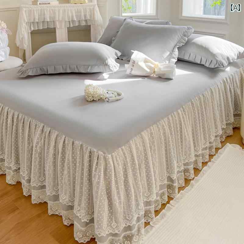 ベッド スカート シーツ フランスの ロマンチックな ベッド スカート ワンピース レース シーツ エッジ ベッドスプレッドで 醜い 滑り止めを 隠す オール シーズン 対応の 3点 セット