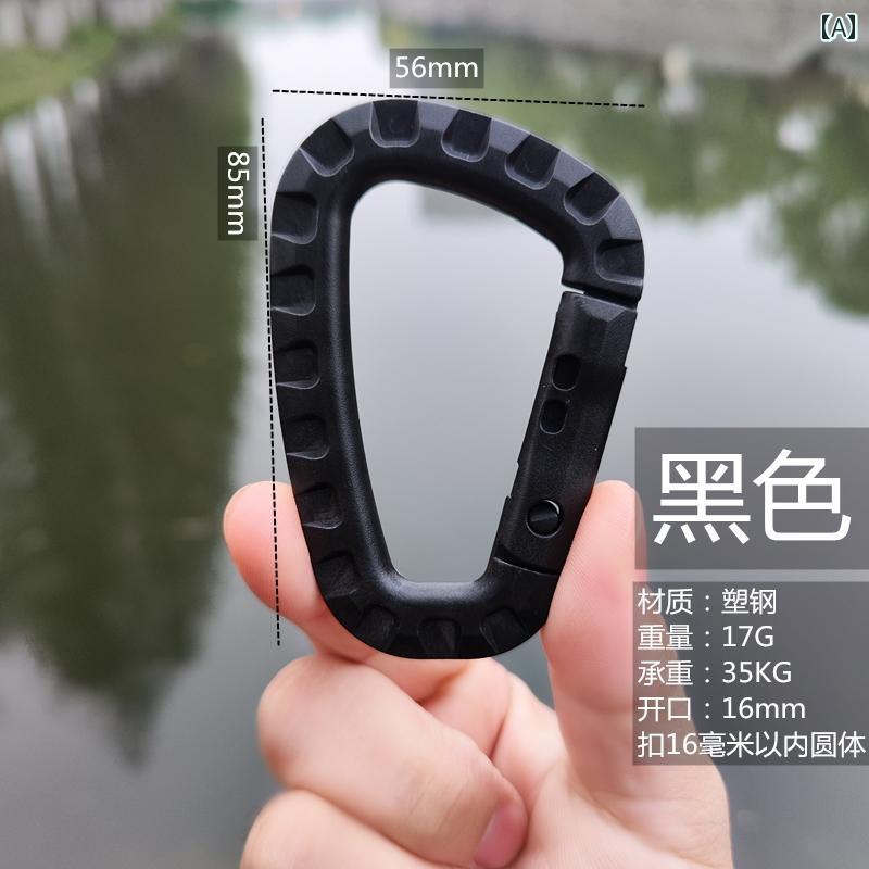 登山 グッズ 防具 ITW プラスチック スチール D型 クライミング バックル スプリング アウトドア 用品 タクティカル バック パック ブラック 軽量 フック バッグ