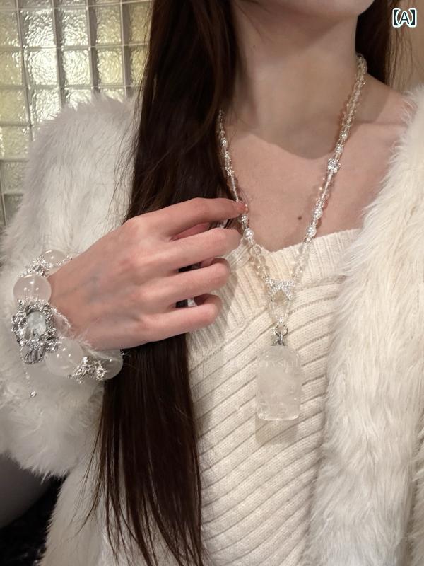 ビーズ アクセサリー ライチ シナモン | ジャンボ ミルキーホワイト クリスタル 21 mm ホワイト ビッグ..