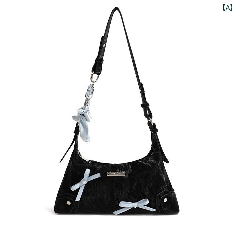 キュート パーティー バッグ CFEIKSHI ストアの な 質感の バッグ ホット ガールの ボウ アームピット バゲット 2024年 クロス ボディバッグ