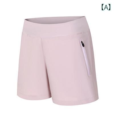 マラソン ウェア フィットネス 速乾の ある 夏の 女性用 スポーツ ショーツ 薄手 スタイル マラソン フィットネス ヨガ ハイウエスト ジッパー ポケット 冷感(4)
