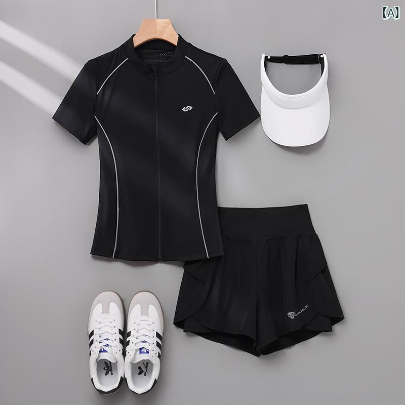 マラソン ウェア フィットネス フィットネスウェア レディース スポーツ スーツ 夏 半袖 速乾 ウェア ランニング ジム アウトドア プロ 朝 ランニングウェア
