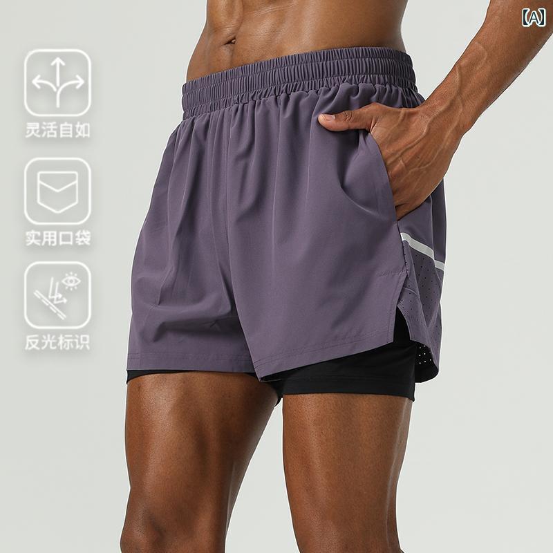 マラソン ウェア フィットネス LIOFRO ランニング フィットネス トレーニング ツー イン ワン ショーツ..