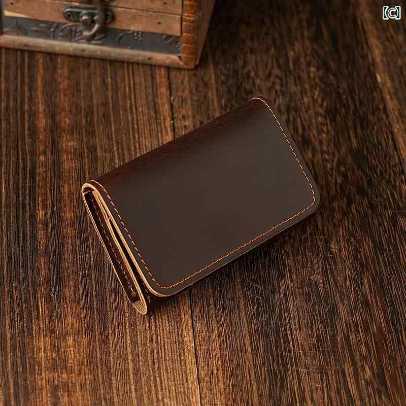 名刺入れ ケース メンズ ホース レザーの 小型 カードホルダー 革 ビジネス 名刺 入れ ショート ID 収納小銭入れ メンズ キャリーオン