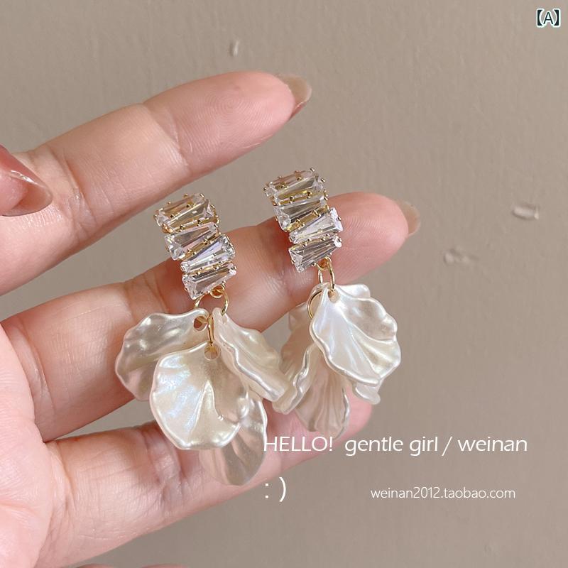 キュート イヤリング スーパー フェアリー ラインストーン シェル タッセル 蚊取り線香 イヤー クリッ..