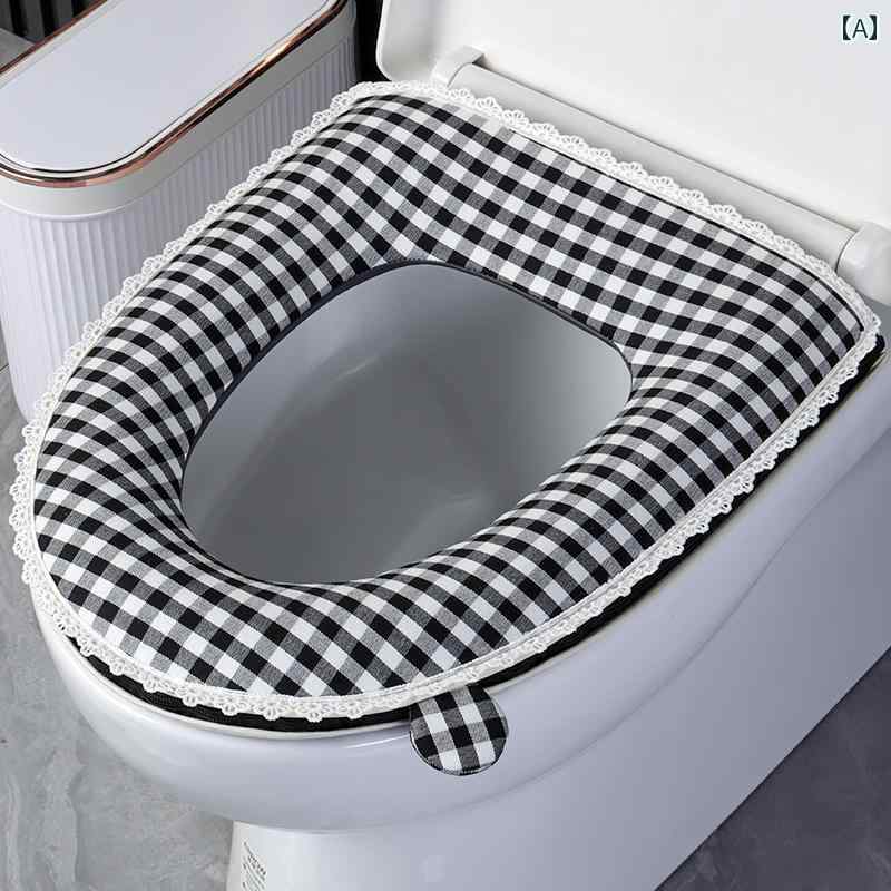 トイレマットカバー コットンチェック 柄 トイレ シート クッション 芸術的な オール シーズン ユニバ..
