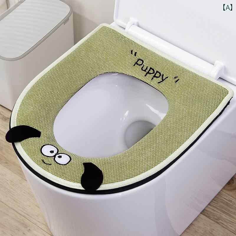 トイレマットカバー トイレ マット コットン＆ リネン シート クッション ユニバーサル オール シーズ..