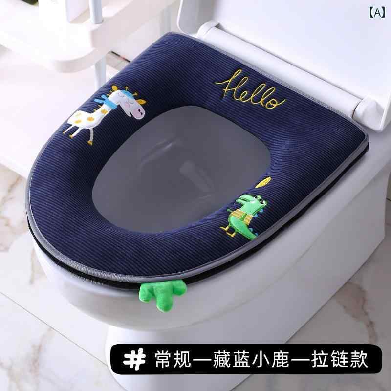 トイレマットカバー 家庭用 便座 防水 ジッパー ユニバーサル 冬 ぬいぐるみ トイレ クッション カバーオール シーズン ガスケット