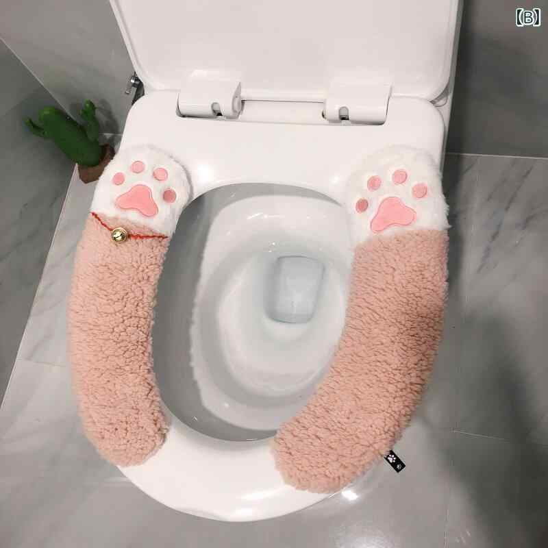 トイレマットカバー かわいい ぬいぐるみ 猫 オール シーズン ユニバーサルトイレ ...