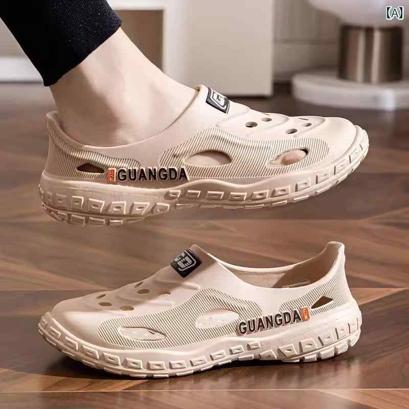 健康サンダル ホール シューズ メンズ 夏用 滑り止め ワークショップ ワークシューズ カジュアル 学生 サンダル 通気性 包 頭 ビーチ 漂流 靴