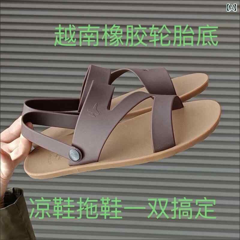 健康サンダル 2024夏 ベトナム製 ラバーサンダル メンズ タイヤ ソール ドライビング 耐摩耗 滑り止め ドライビングシューズ