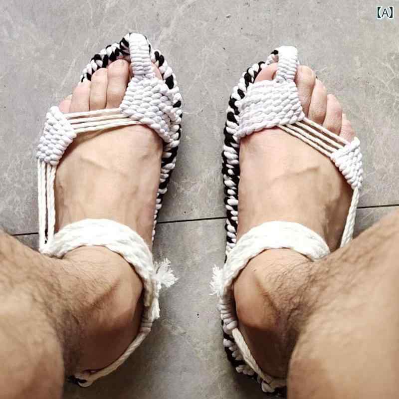 健康サンダル メンズシューズ 2024年 サンダル 手織り 布 靴 スポーツ カジュアル シューズ ソフト ソール 滑り止め メンズ 夏