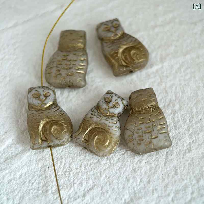 ゲルマニウム アクセアリー チェコ ビーズ ガラス 猫 ストレート ホール 1個 DIY ジュエリー 素材 ルー..