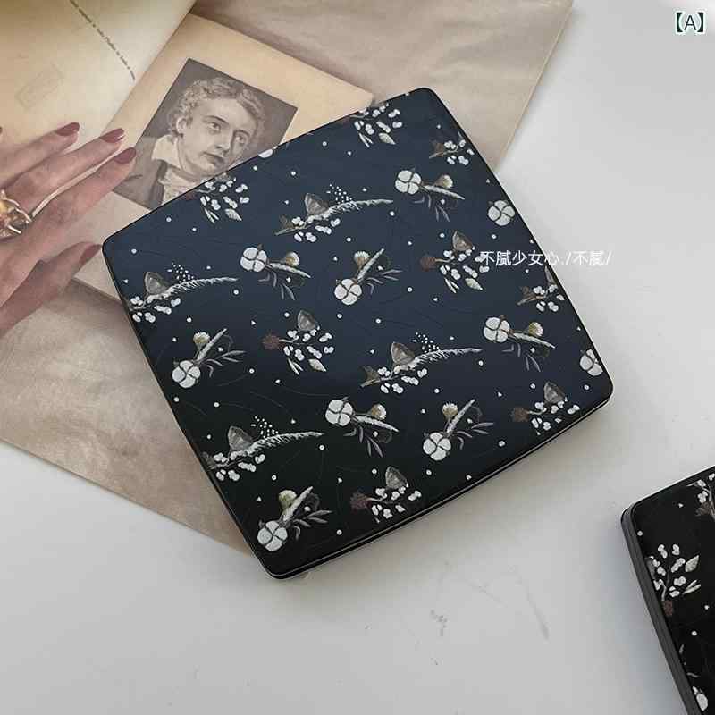 手鏡 コンパクト スタイル レトロ 小型 ミラー 女性用 ポータブル ミニ メイクアップミラー 手持ち 両..