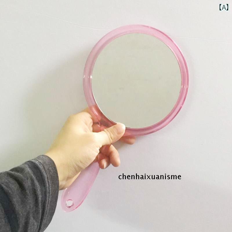 手鏡 コンパクト 大きい ハンドル ABS フレーム 素材 HD シンプル ポータブル ビューティーサロン デン..