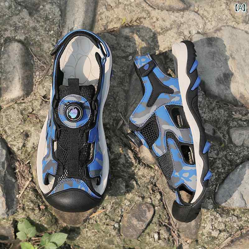 スポーツサンダル メンズ 夏の 男性用 アウトドア スポーツ サンダル ティーンエイジャーと 中学生の ..