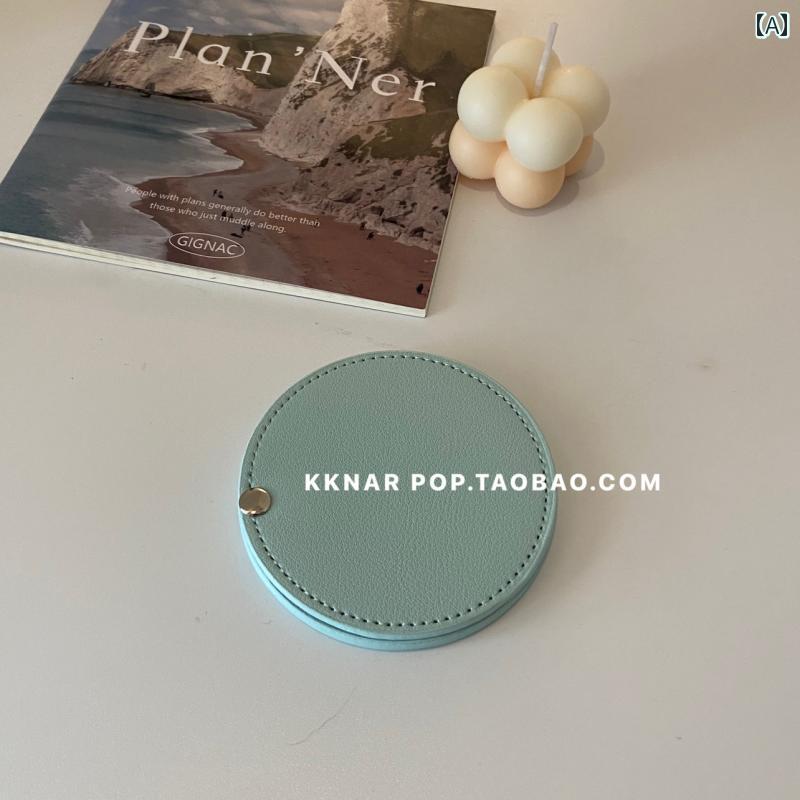 手鏡 コンパクト 高 価値 イン 小さい ミラー 持ち 運びに 便利な レザー製 無地の シンプル 韓国製 HD ハンドヘルド 化粧 鏡 ミニ