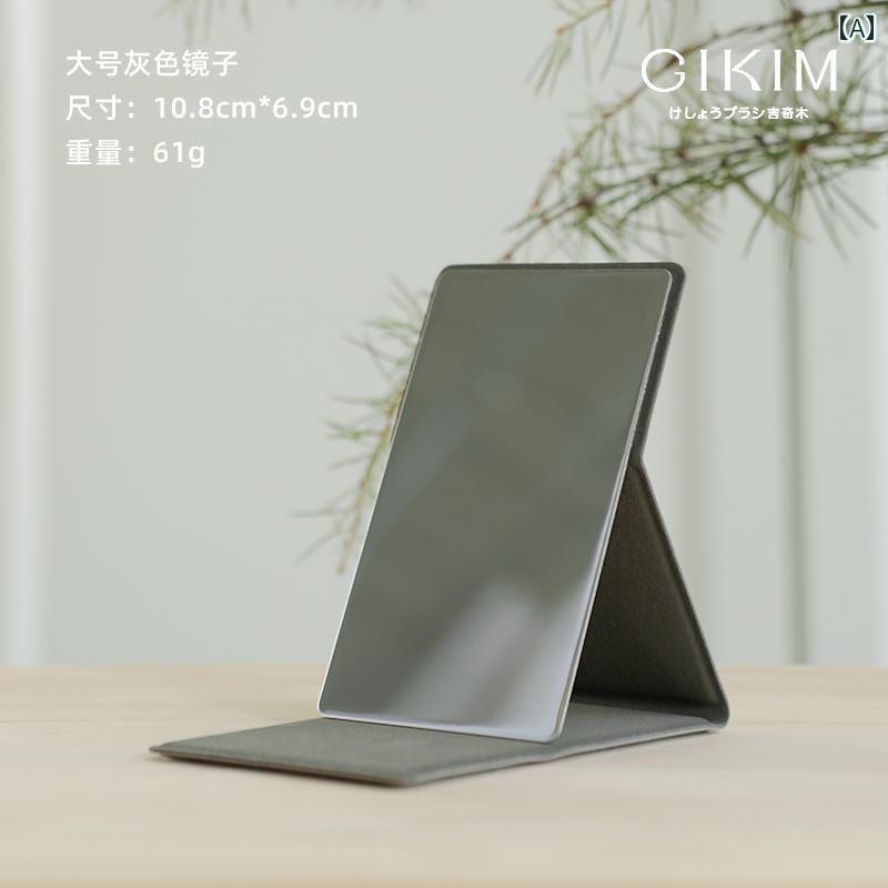 手鏡 コンパクト GIKIM / Jiqimu ポータブル 化粧 鏡 直し用 シンプル 小型 ミラー PU ハンドヘルド ステンレス スチール