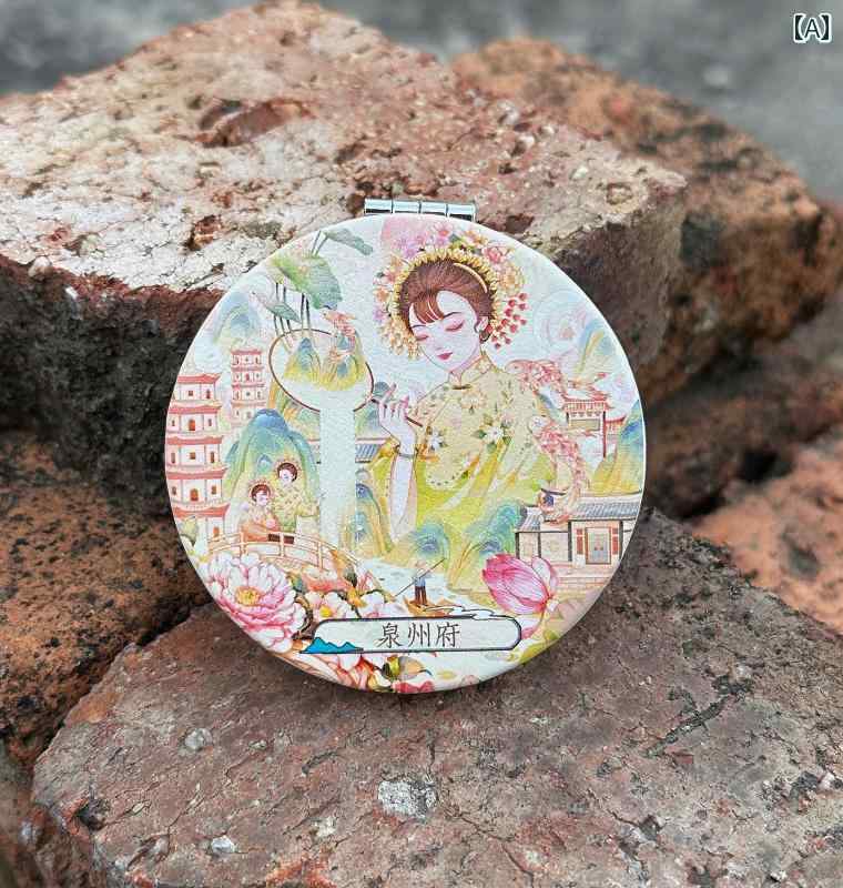 手鏡 コンパクト 泉州の 文化と 創造性の ヘア ピン 花の 旅行の お土産の 機内 持ち込み かわいい 化粧 鏡 ポータブル 女子 学生 手持ち 折りたたみ ミラー