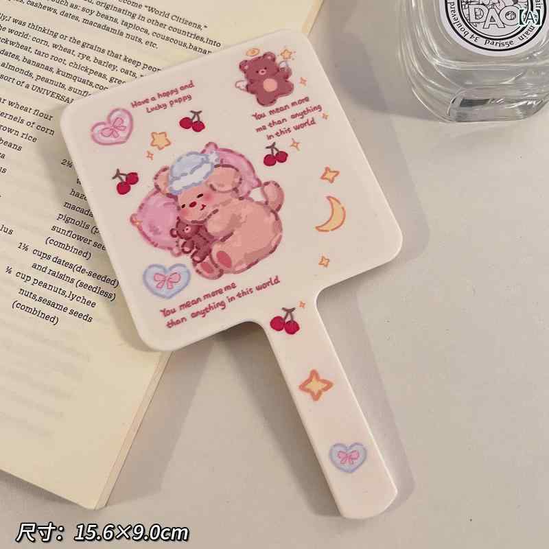 手鏡 コンパクト ミラー メイクアップミラー 女性用 ポータブル ハンドヘルド 学生用 かわいい HD ドレッシング 女の子 ハート ハンドル 小型