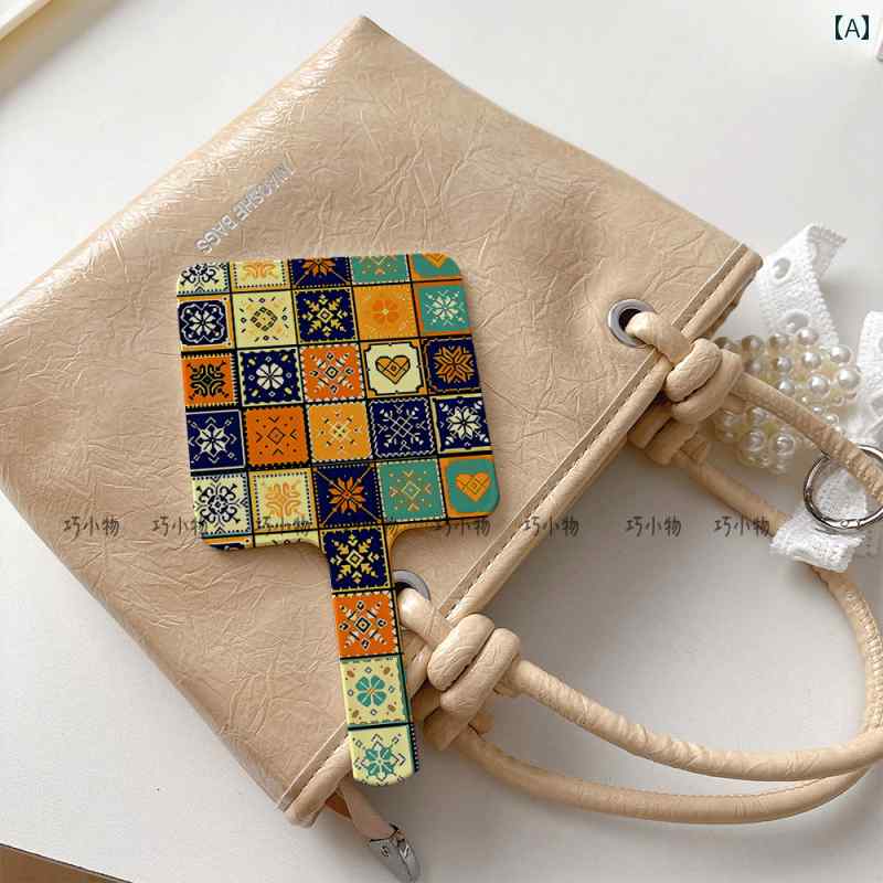 手鏡 コンパクト ハンドヘルド 化粧 鏡 女性に 便利な の オンライン 複雑な パターン イン 高 価値 ポータブル ハンドル ミラー