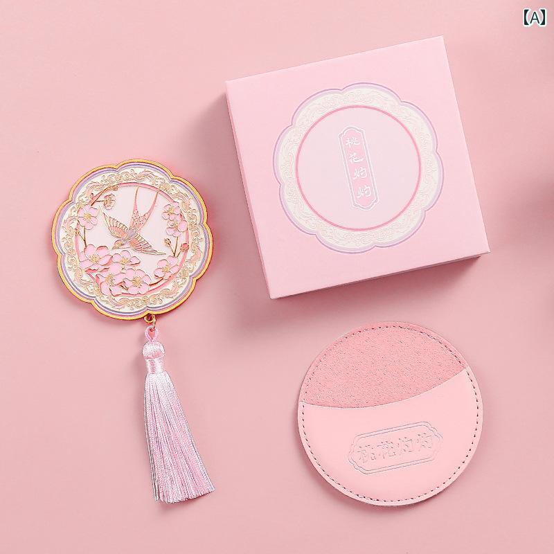 手鏡 コンパクト 手持ち 化粧 鏡 博物 館 文化的で 創造的な ポータブル ミラー レトロ 金属製の 赤い 観光 土産