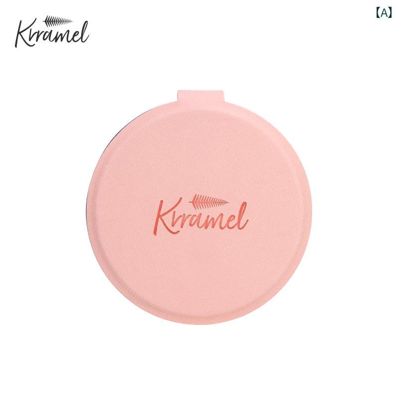 手鏡 コンパクト KRRAMEL バタフライ ミラー 女性用 ポータブル 小型 デスク トップ スタンド 手持ち レザー ミニ ステンレス スチール..