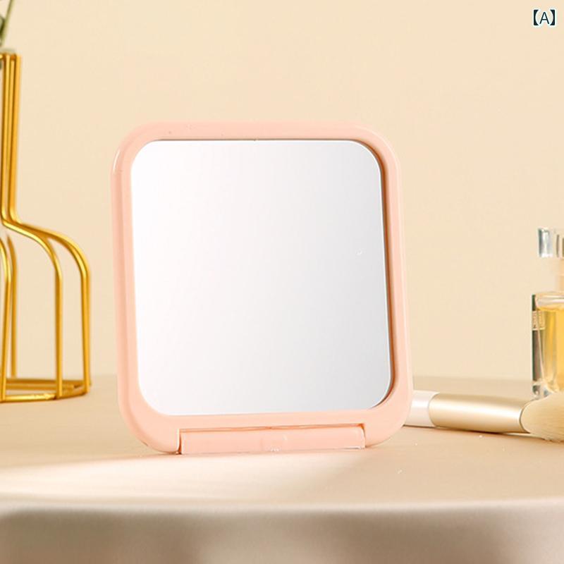 手鏡 コンパクト 家庭用 化粧 台 デスク トップ 鏡 学生 ポータブル ハンドル ミラー 寮 吊り下げ 美容 ハンドヘルド 折りたたみ 式