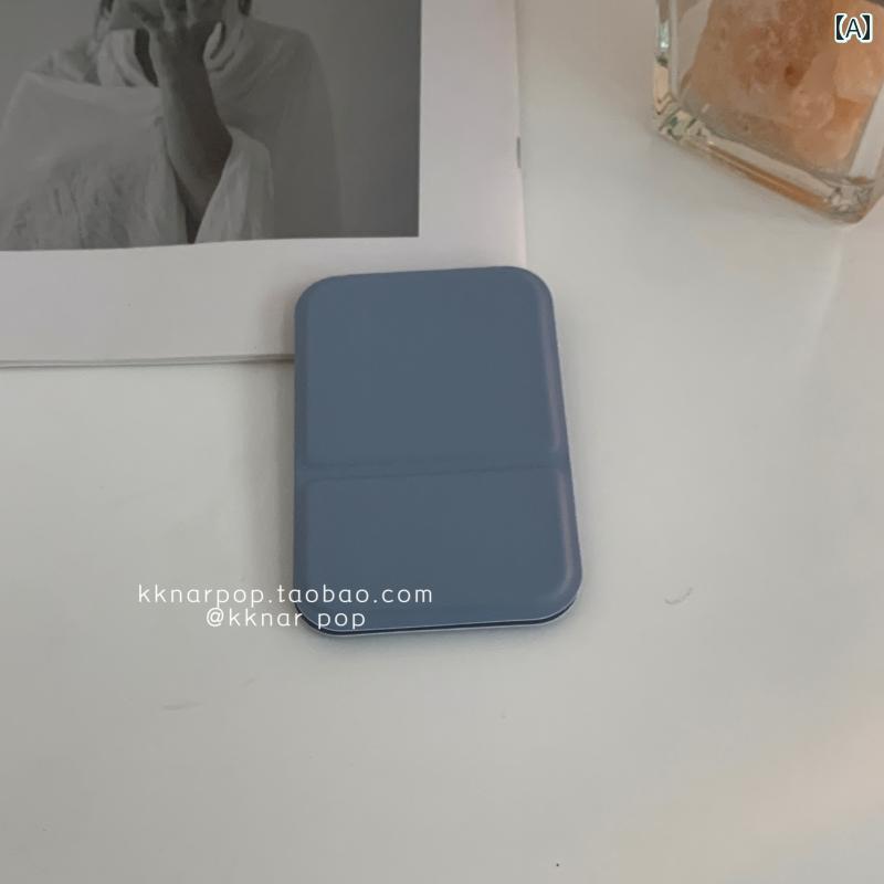 手鏡 コンパクト kknar ポータブル 折りたたみ ミラー 無地 レザー 韓国 シンプル デスク トップ スタンド ミニ 小型 女の子用