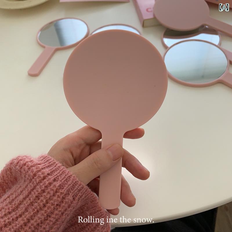 手鏡 コンパクト ホワイトピーチ ソーダ イン スタイル ポータブル ハンドヘルド 小型 ミラー 美容 メイクアップミラー メイクアップ シンプル ハンドル