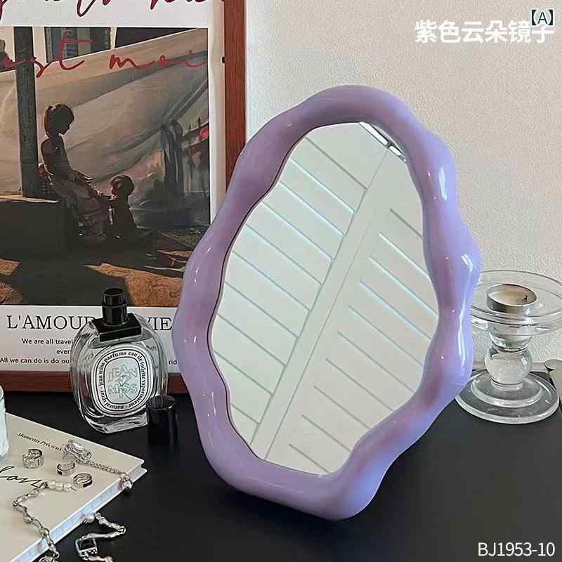 手鏡 コンパクト クラウド メイクアップミラー デスク トップ スタンド HD 折りたたみ ハンドヘルド ホーム ネット 特殊 形状 ドレッシング ミラー ポータブル