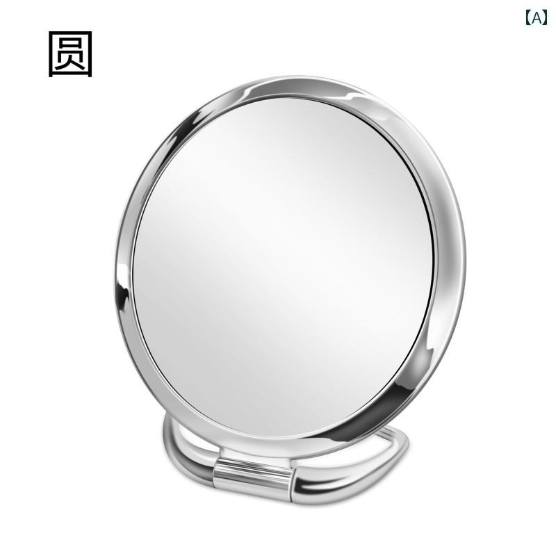 手鏡 コンパクト 電気 メッキ 折りたたみ ミラー 寮 化粧 鏡 両面 ハンドル 美容院 ラウンド オーバル スクエア 19601