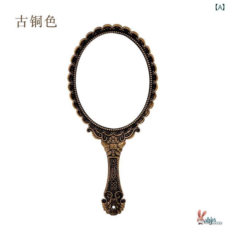 手鏡 コンパクト フランスの レトロ ハンドル メイクアップミラー ポータブル キャリーオン ガールズ ..