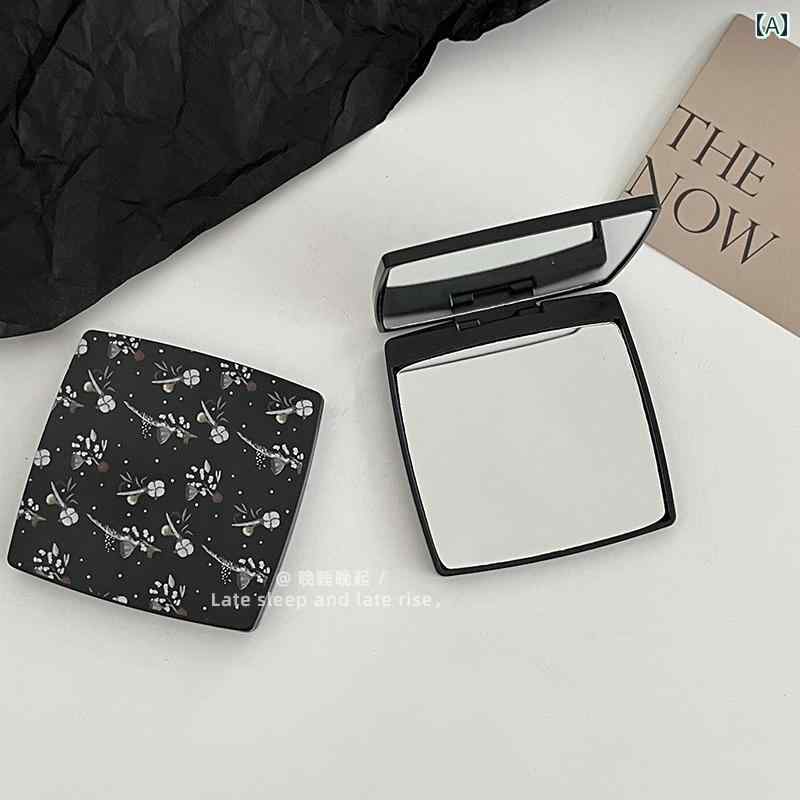 手鏡 コンパクト スタイル レトロ 小型 ミラー 女性用 ポータブル ミニ メイクアップミラー 手持ち 両面 フリップ 折りたたみ
