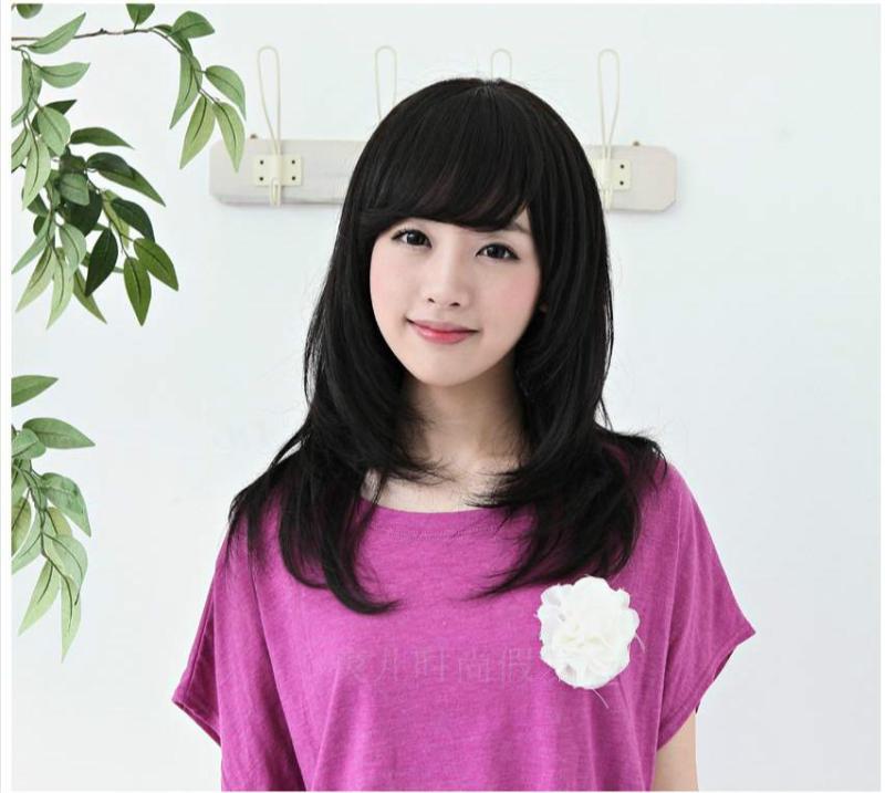 女性用 かつら の 髪の 女性用 ショート ヘア ミディアム レングス ストレート ファッションウィッグ レディース ふわふわ 洋 ナシ フラワー ヘッド 化学...